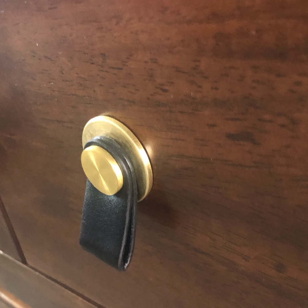 Leather Drawer Knob Pulls Set of 2